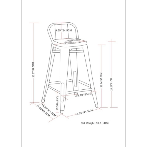 Atlin Designs 24" Contemporary Metal Counter Stool in White