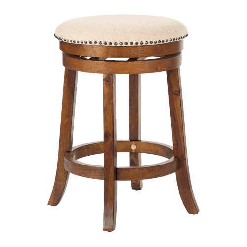 OSP HOME FURNISHINGS  Backless Swivel Wood Stool In Burnt Finish 2-Pack In Brown