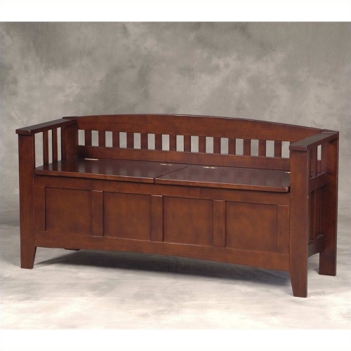 Riverbay Furniture Storage Short Split Seat Storage in Walnut