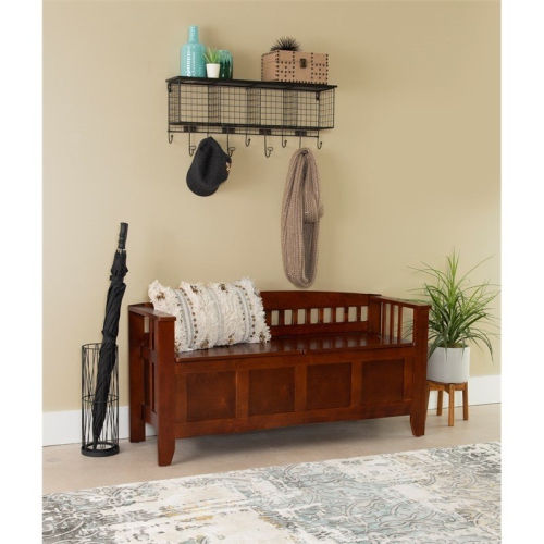 Riverbay Furniture Storage Short Split Seat Storage in Walnut