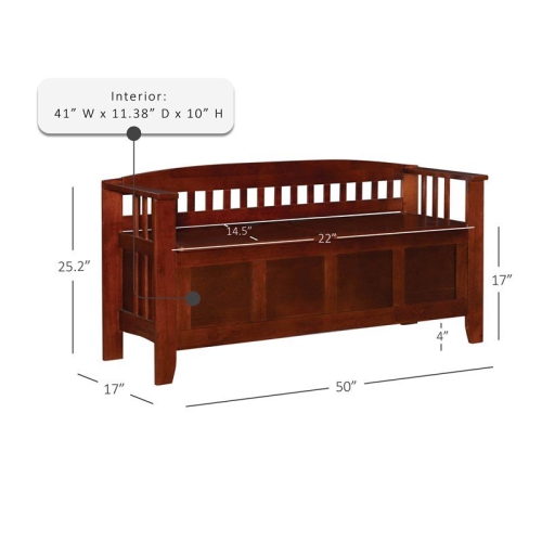 Riverbay Furniture Storage Short Split Seat Storage in Walnut