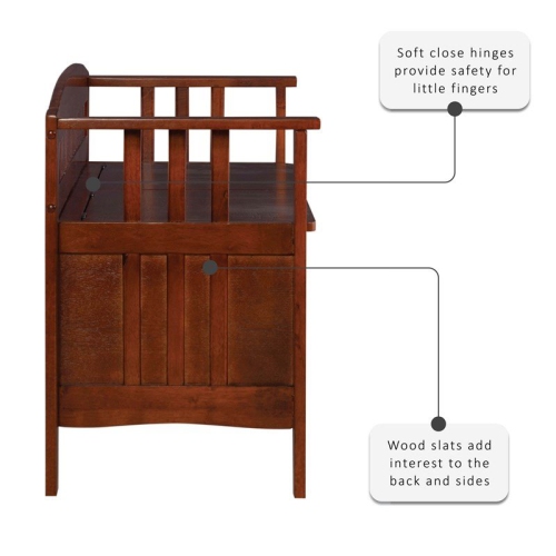 Riverbay Furniture Storage Short Split Seat Storage in Walnut