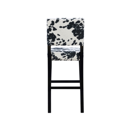 Riverbay Furniture 30" Transitional Wood/Fabric Cow Print Bar Stool in Black