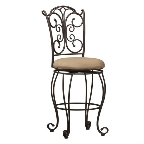 Riverbay Furniture 24" Retro Iron Metal/Microfiber Counter Stool in Light Brown