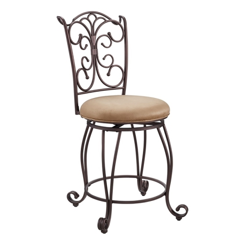 Riverbay Furniture 24" Retro Iron Metal/Microfiber Counter Stool in Light Brown
