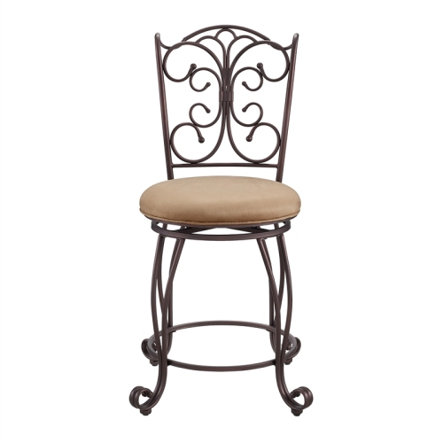 Riverbay Furniture 24" Retro Iron Metal/Microfiber Counter Stool in Light Brown