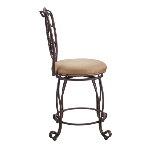Riverbay Furniture 24" Retro Iron Metal/Microfiber Counter Stool in Light Brown