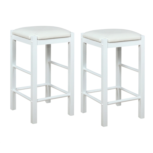 RIVERBAY FURNITURE  25" Backless Wood Counter Stools In (Set Of 2) In White