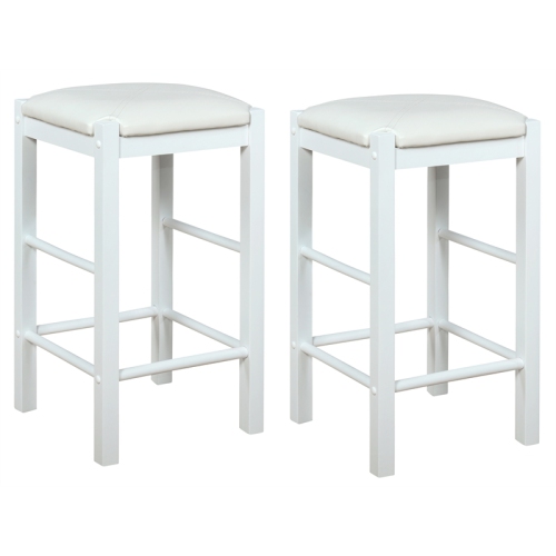 Riverbay Furniture 25" Backless Wood Counter Stools in White