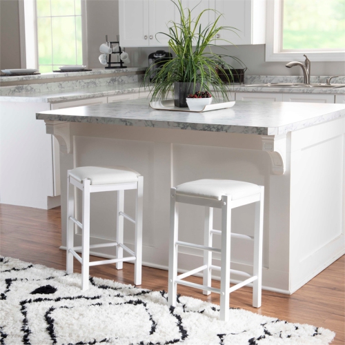 Riverbay Furniture 25" Backless Wood Counter Stools in White