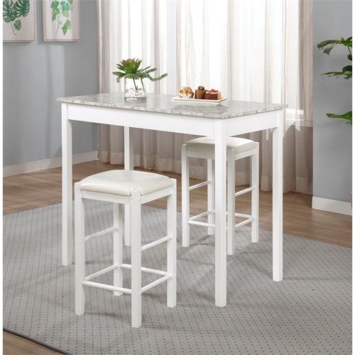 Riverbay Furniture 25" Backless Wood Counter Stools in White