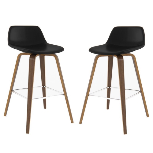 ATLIN DESIGNS  26.4" Contemporary Wood Counter Stool In Black (Set Of 2)