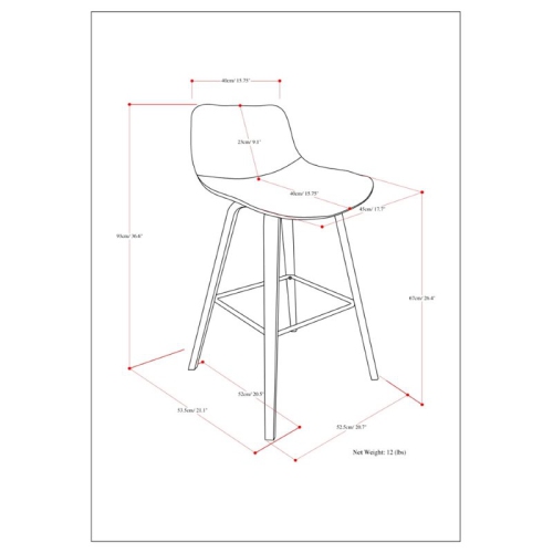 Atlin Designs 26.4" Contemporary Wood Counter Stool in Black