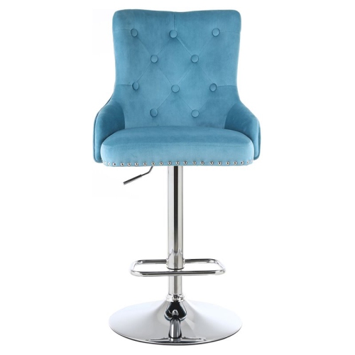 ALEXENT  43.7"-51.6" Adjustable Swivel Velvet Bar Stools In Blue (Set Of 2)