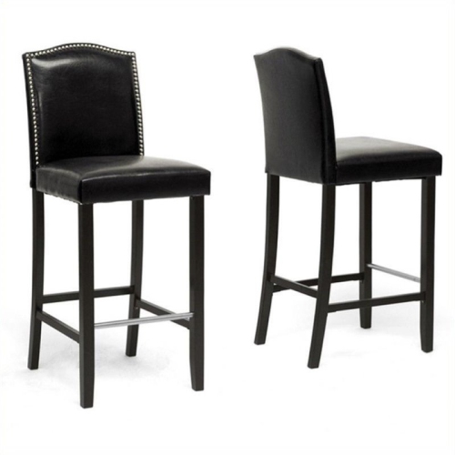 ATLIN DESIGNS  44.5"h Modern Wood/faux Leather Bar Stool In (Set Of 2) In Black