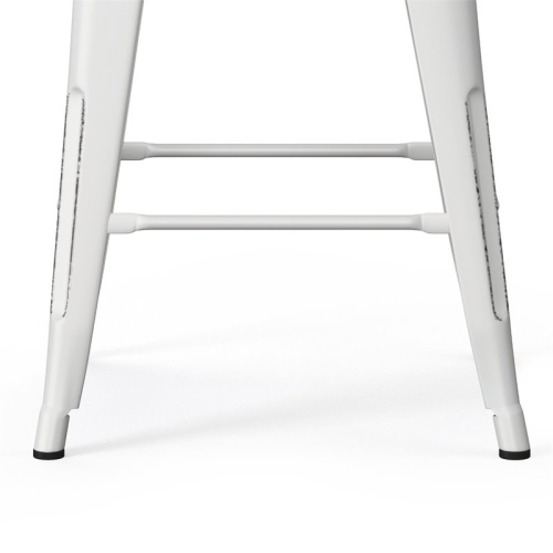 Atlin Designs 30" Metal Curved Back Bar Stool in Distressed White