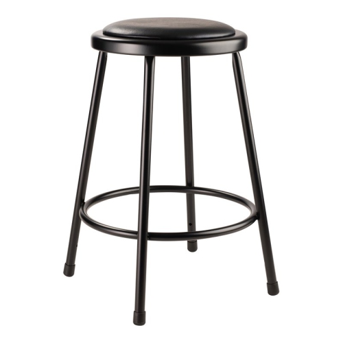 NATIONAL PUBLIC  Nps 6400 Series 24" Vinyl Padded Steel Metal Heavy Duty Stool In In Black
