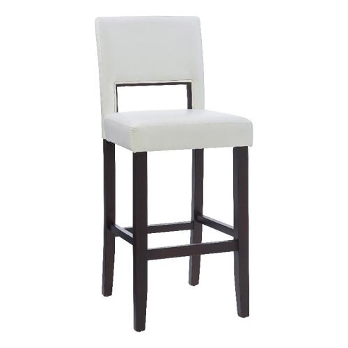 Riverbay Furniture 30" Contemporary Wood/Faux Leather High Bar Stool in White