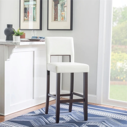 Riverbay Furniture 30" Contemporary Wood/Faux Leather High Bar Stool in White