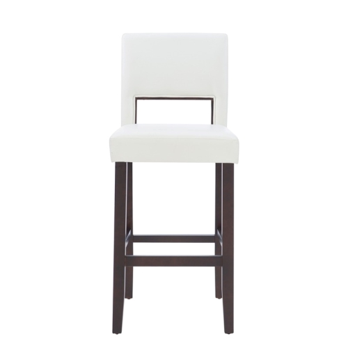 Riverbay Furniture 30" Contemporary Wood/Faux Leather High Bar Stool in White