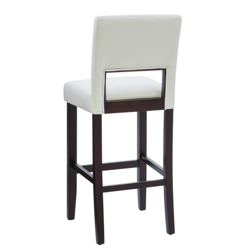 Riverbay Furniture 30" Contemporary Wood/Faux Leather High Bar Stool in White