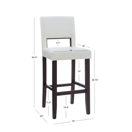 Riverbay Furniture 30" Contemporary Wood/Faux Leather High Bar Stool in White