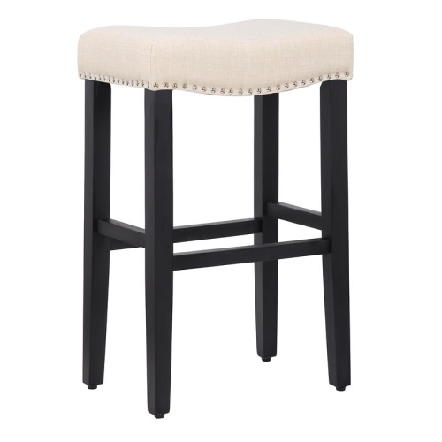 29" Upholstered Saddle Seat Bar Stool in Beige Best Buy Canada