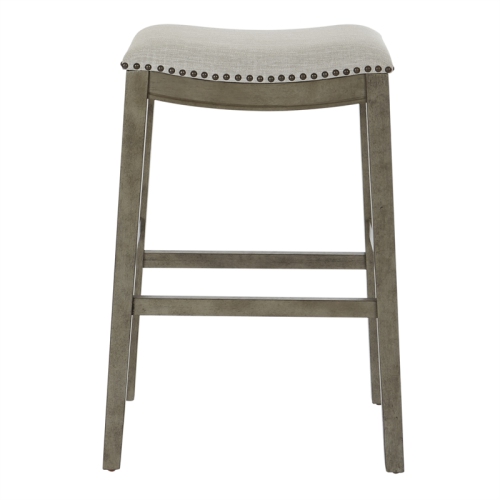 Saddle Stool 30" in Gray Fabric and Antique Gray Base 2-Pack