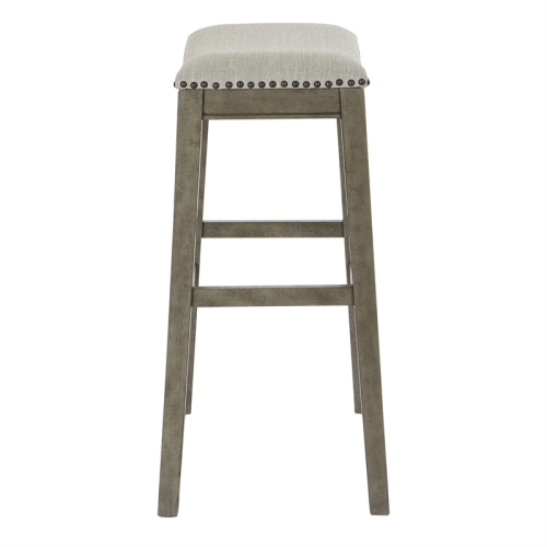 Saddle Stool 30" in Gray Fabric and Antique Gray Base 2-Pack