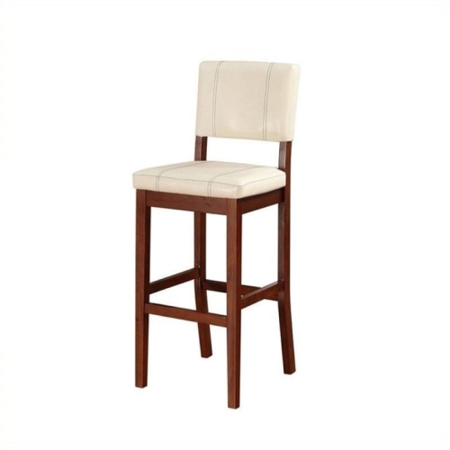 ATLIN DESIGNS  30" Faux Leather Bar Stool In Walnut And Cream