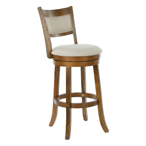 OSP HOME FURNISHINGS Swivel Stool 30" With Solid Back In Burnt Brown Finish