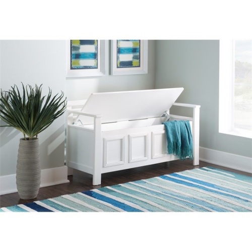 Banc de rangement transitionnel en bois Riverbay Furniture au fini blanc