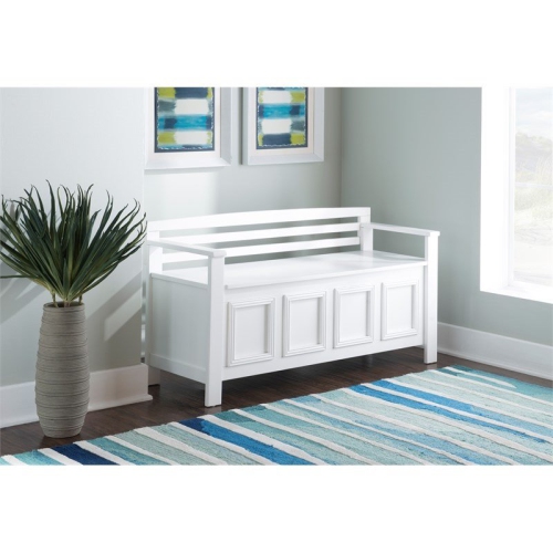 Banc de rangement transitionnel en bois Riverbay Furniture au fini blanc