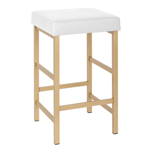 OSP HOME FURNISHINGS  26" Gold Backless Stool In Faux Leather In White