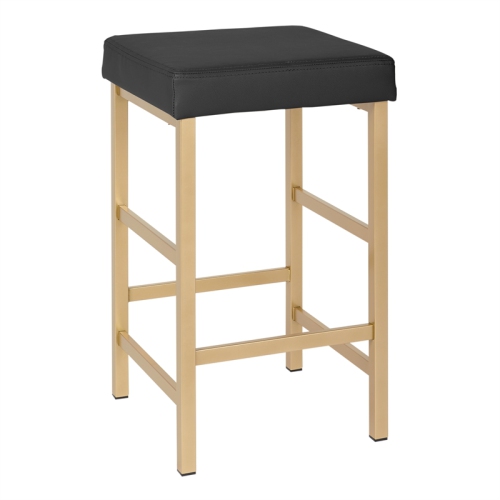 OSP HOME FURNISHINGS  26" Gold Backless Stool In Faux Leather In Black