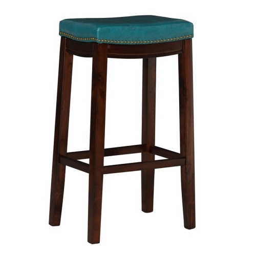 RIVERBAY FURNITURE  32" Transitional Wood Bar Stool In Blue/dark In Brown