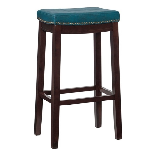 Riverbay Furniture 32" Transitional Wood Bar Stool in Blue/Dark Brown