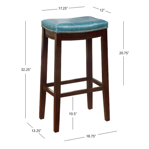 Riverbay Furniture 32" Transitional Wood Bar Stool in Blue/Dark Brown