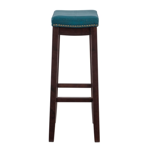 Riverbay Furniture 32" Transitional Wood Bar Stool in Blue/Dark Brown