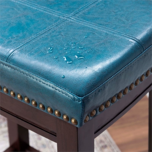 Riverbay Furniture 32" Transitional Wood Bar Stool in Blue/Dark Brown