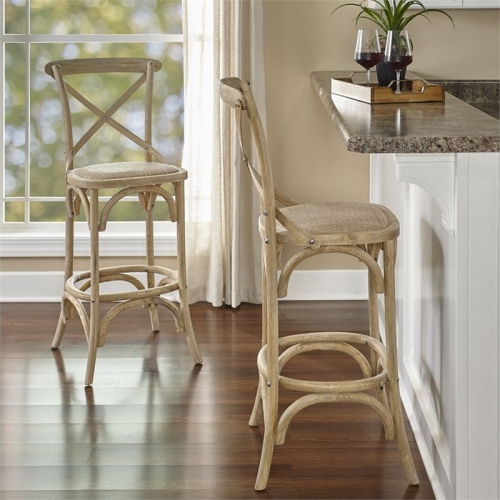 Riverbay Furniture 24.5" Transitional Wood Counter Stool in Brown Gray