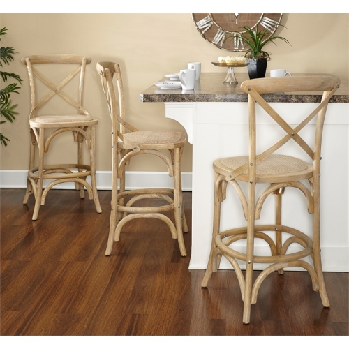 Riverbay Furniture 24.5" Transitional Wood Counter Stool in Brown Gray