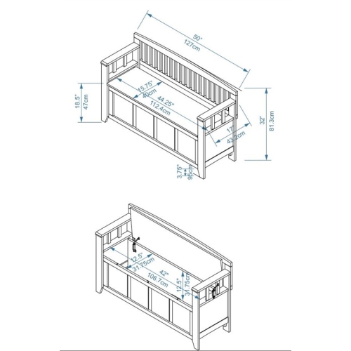 Riverbay Furniture Wood Storage Bench in White