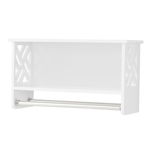 ALATERRE FURNITURE  Coventry White Wood Bath Shelf With Two Towel Rods