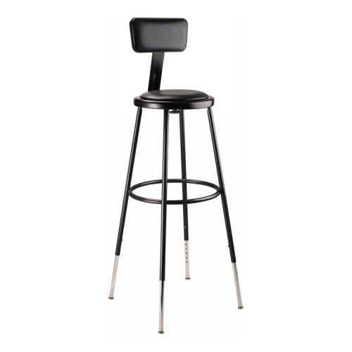 NATIONAL PUBLIC  Nps 6400 Series 32-39" Modern Metal Heavy Duty Stool With Backrest In In Black I love this stool