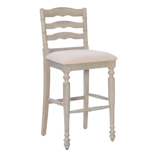 Riverbay Furniture 30" Retro Wood/Fabric Bar Stool in Beige/Antique White