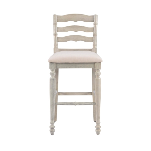 Riverbay Furniture 30" Retro Wood/Fabric Bar Stool in Beige/Antique White