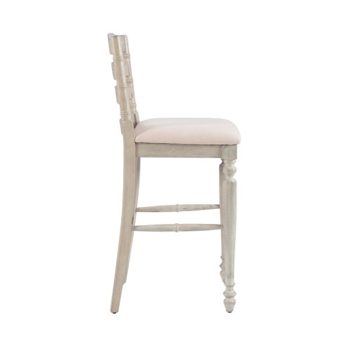 Riverbay Furniture 30" Retro Wood/Fabric Bar Stool in Beige/Antique White