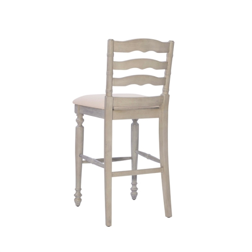 Riverbay Furniture 30" Retro Wood/Fabric Bar Stool in Beige/Antique White