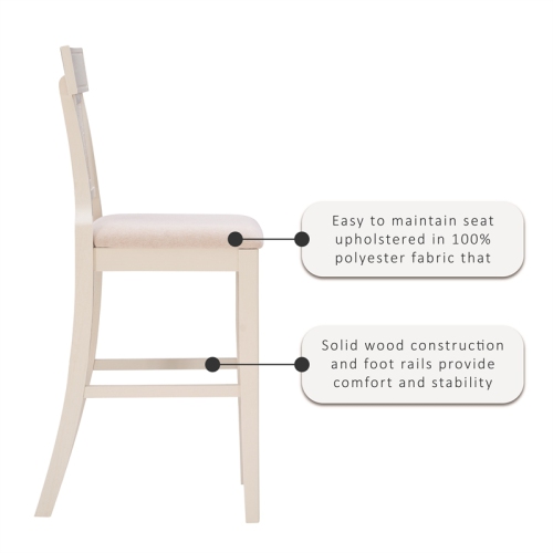 Riverbay Furniture Transitional 30" Wood Bar Stool in White